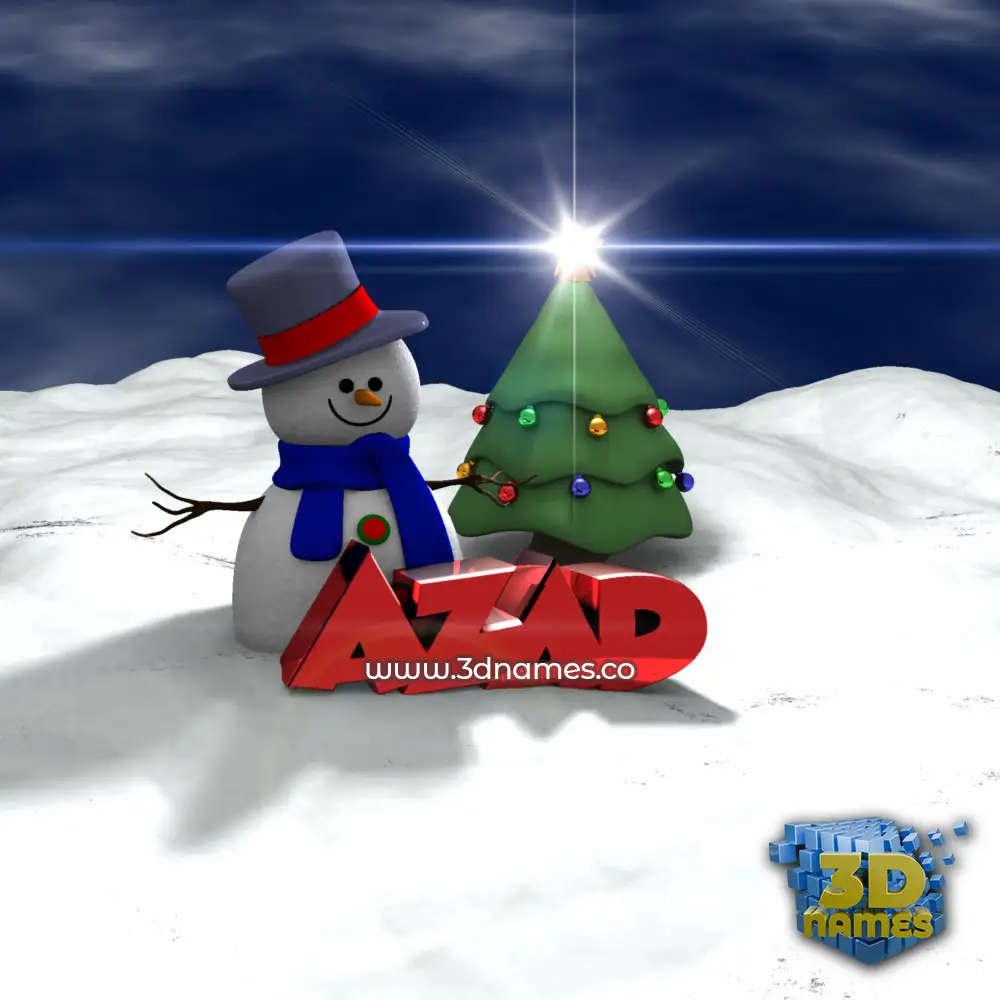 azad in Happy Xmas style - 3D name wallpaper