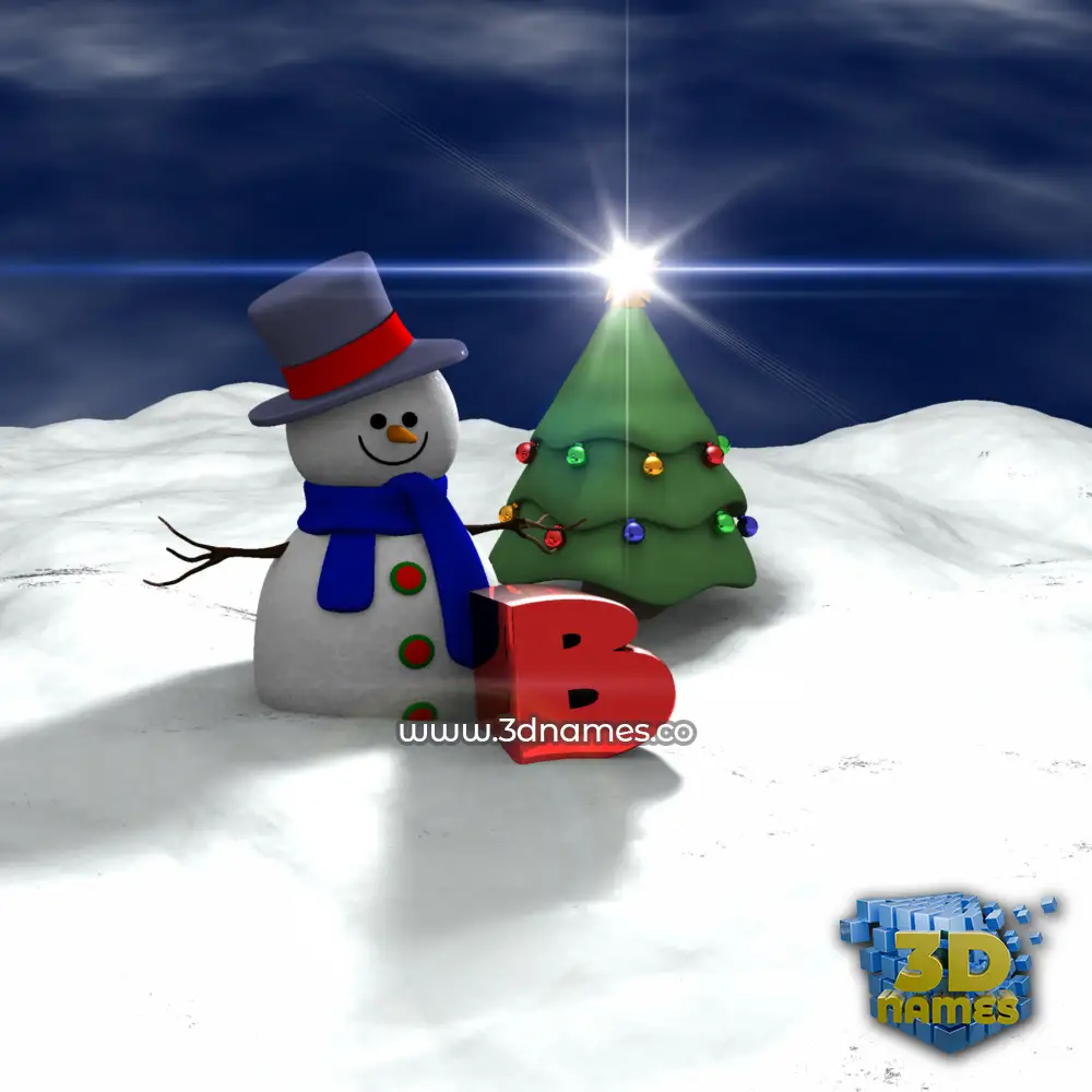 b in Happy Xmas style - 3D name wallpaper