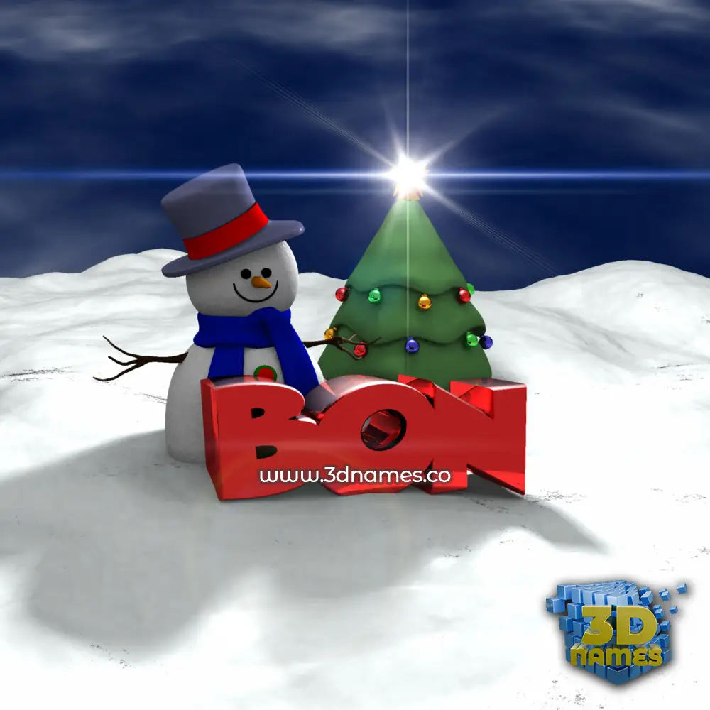 bon in Happy Xmas style - 3D name wallpaper