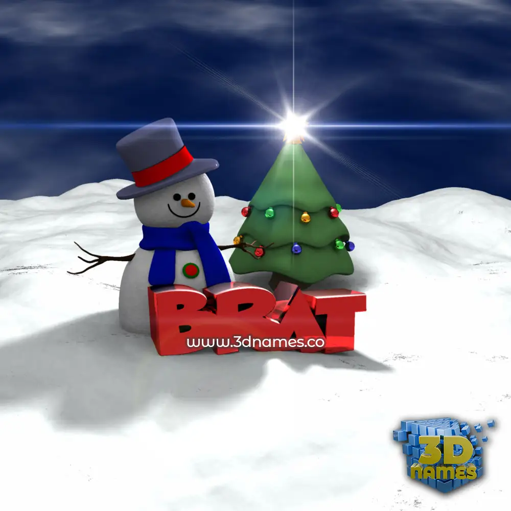 brat in Happy Xmas style - 3D name wallpaper