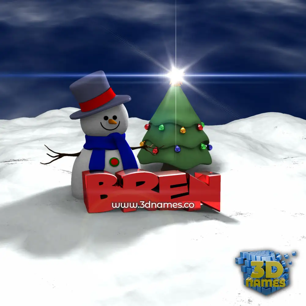bren in Happy Xmas style - 3D name wallpaper