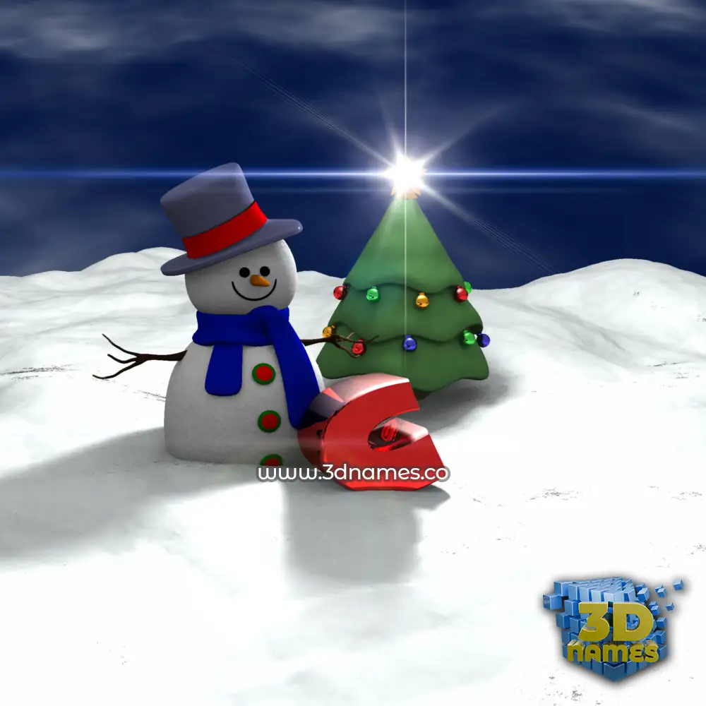 c in Happy Xmas style - 3D name wallpaper