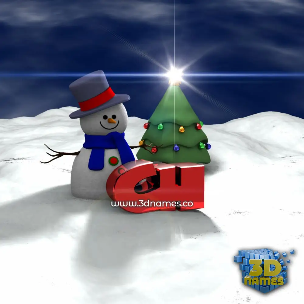 ch in Happy Xmas style - 3D name wallpaper