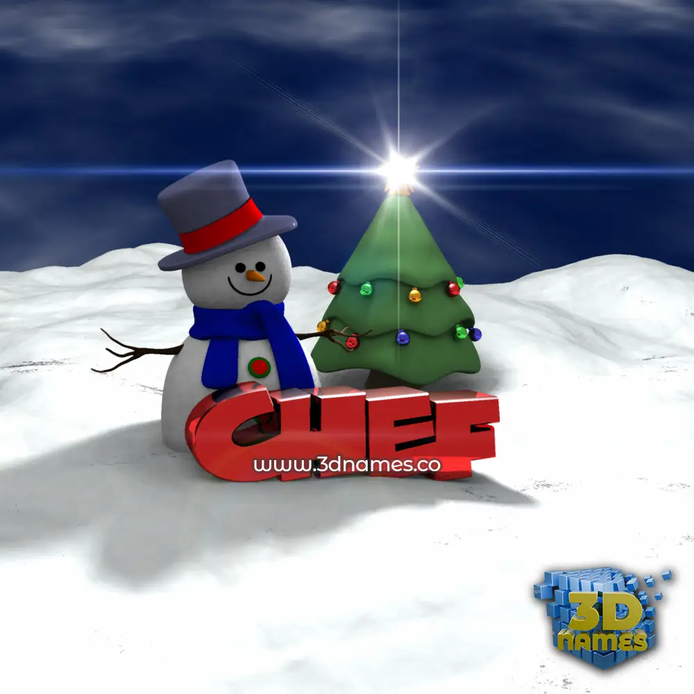 chef in Happy Xmas style - 3D name wallpaper