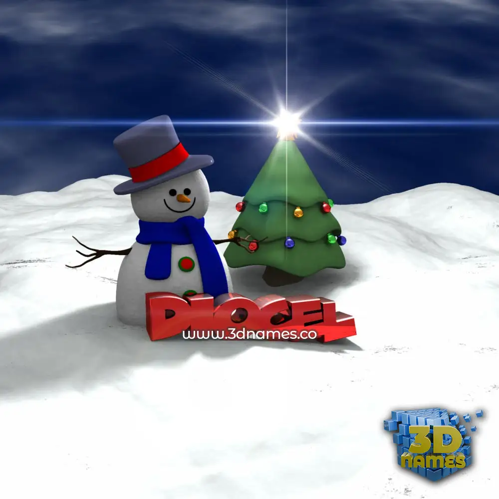 diocel in Happy Xmas style - 3D name wallpaper