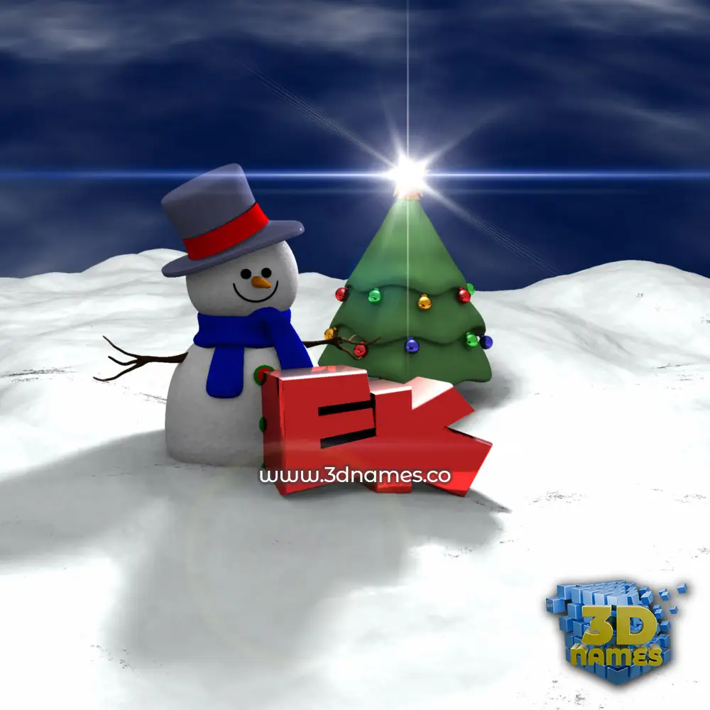 ek in Happy Xmas style - 3D name wallpaper