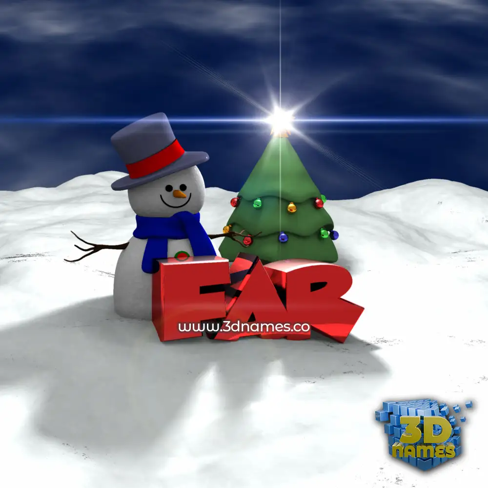 far in Happy Xmas style - 3D name wallpaper