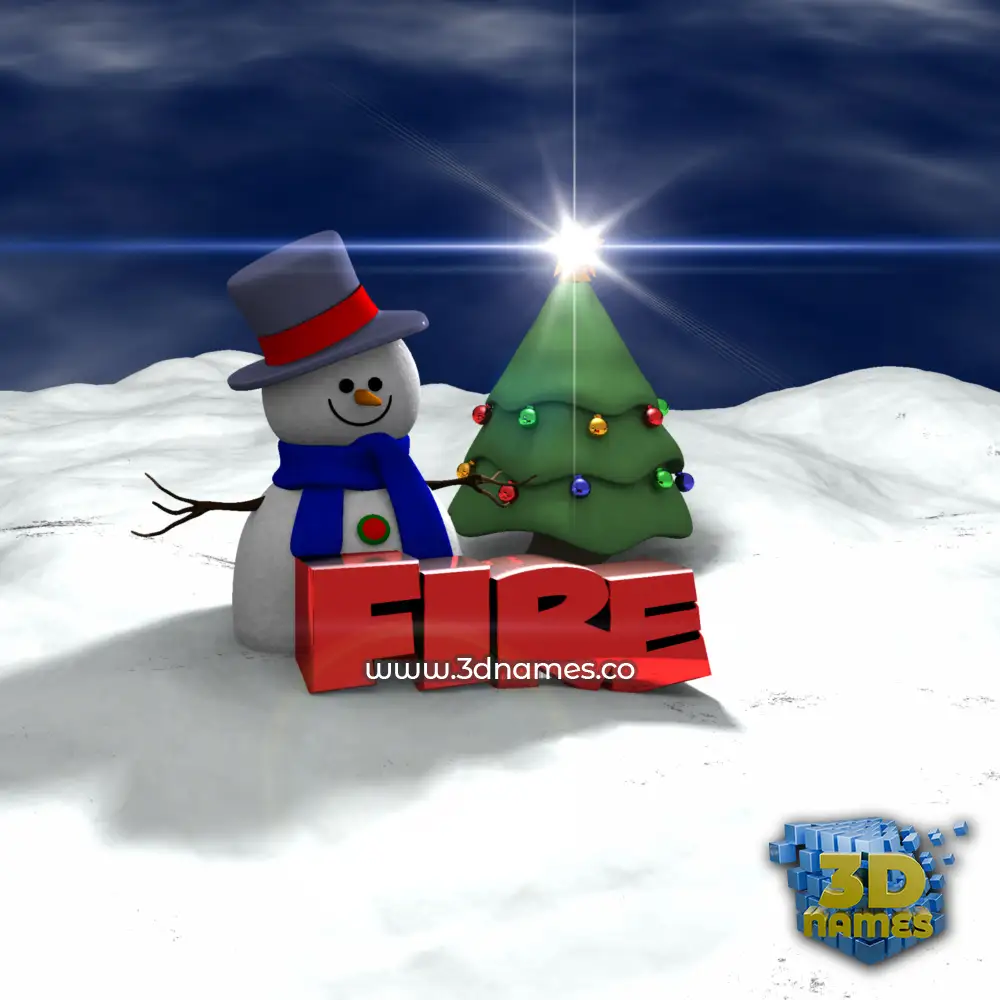 fire in Happy Xmas style - 3D name wallpaper