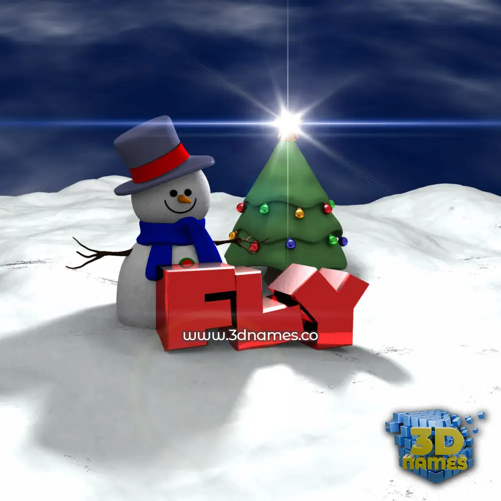 fly in Happy Xmas style - 3D name wallpaper