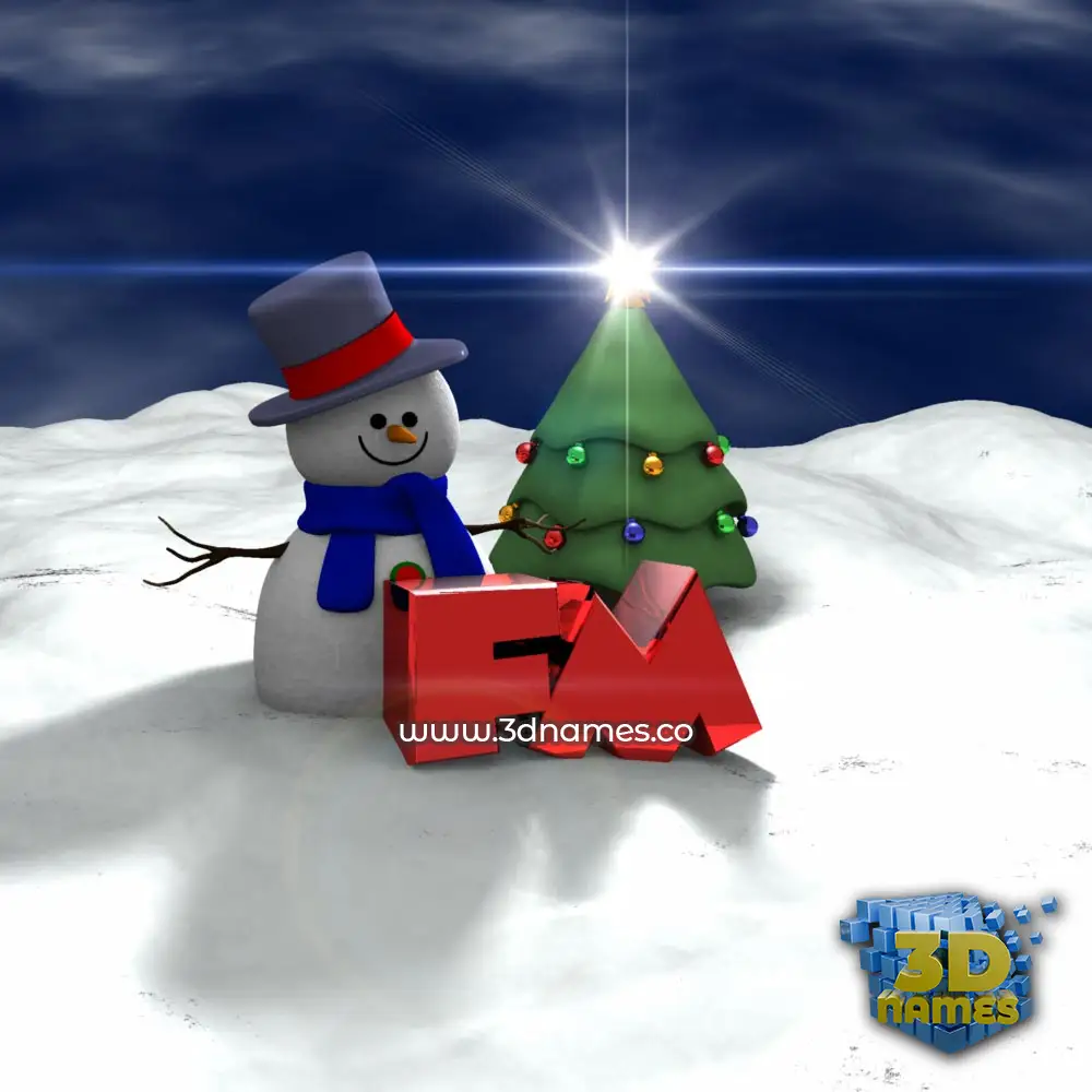 fm in Happy Xmas style - 3D name wallpaper