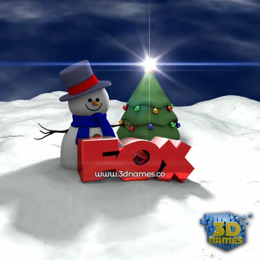fox in Happy Xmas style - 3D name wallpaper