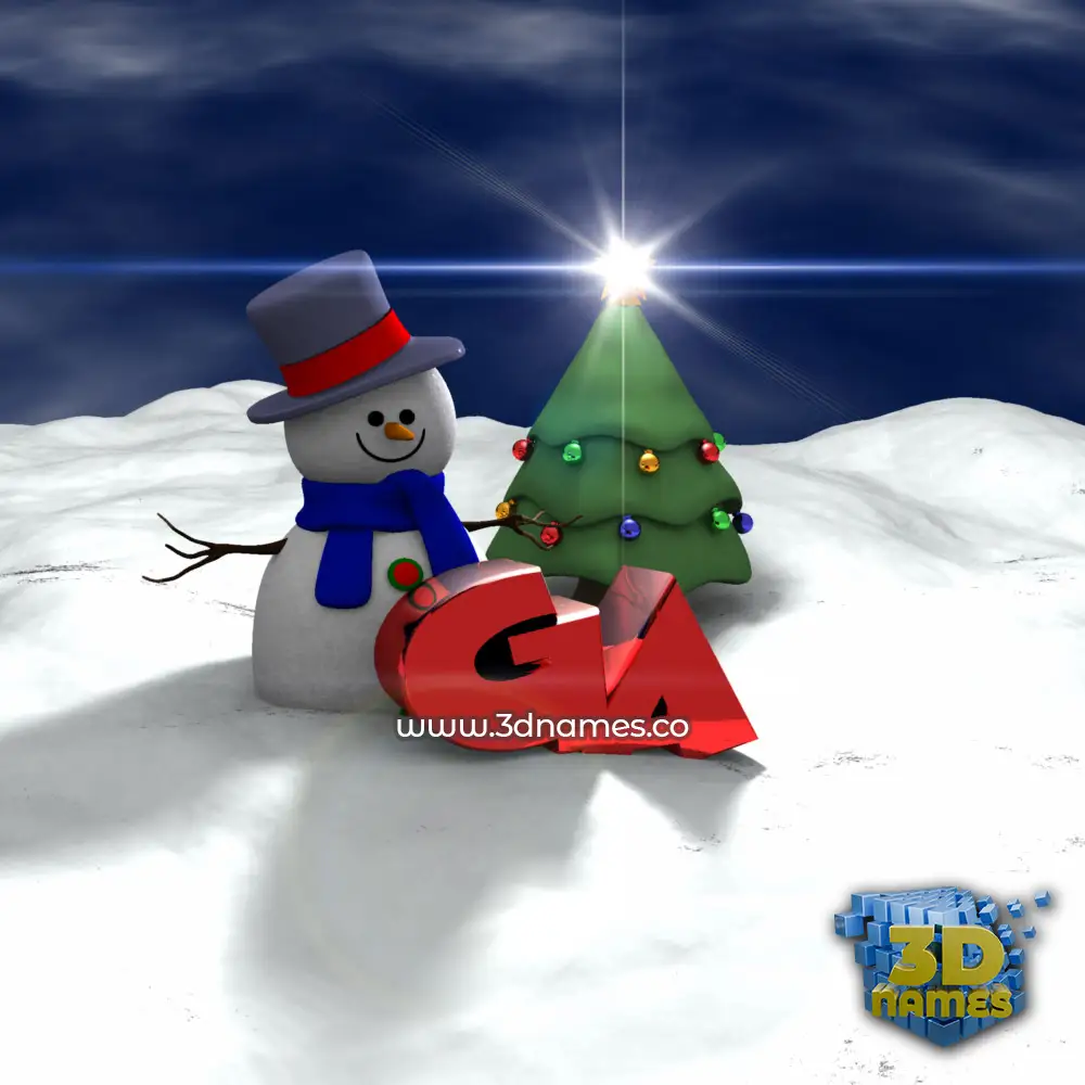 ga in Happy Xmas style - 3D name wallpaper