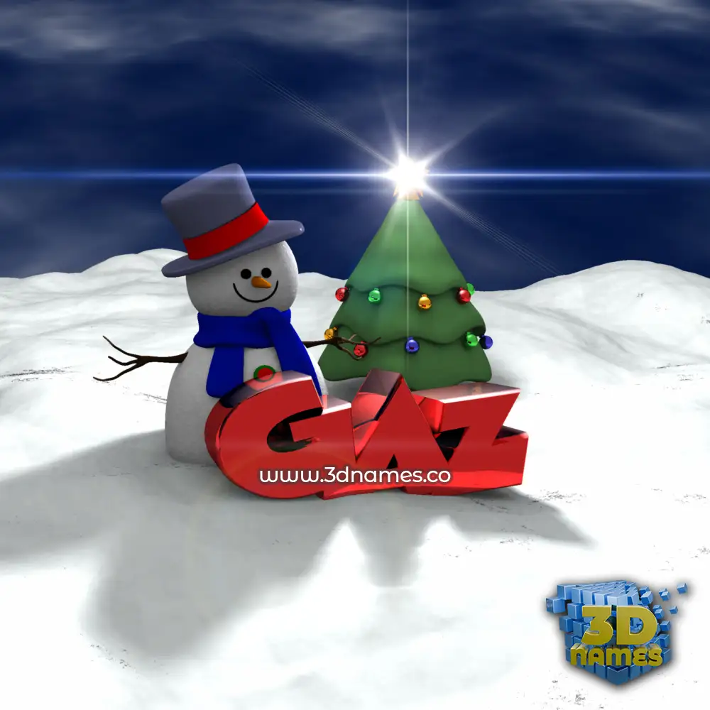 gaz in Happy Xmas style - 3D name wallpaper