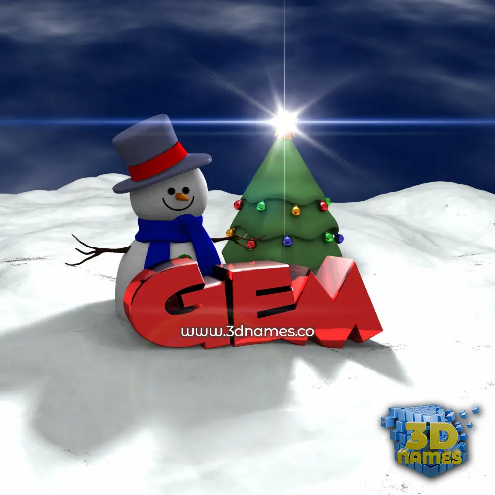 gem in Happy Xmas style - 3D name wallpaper