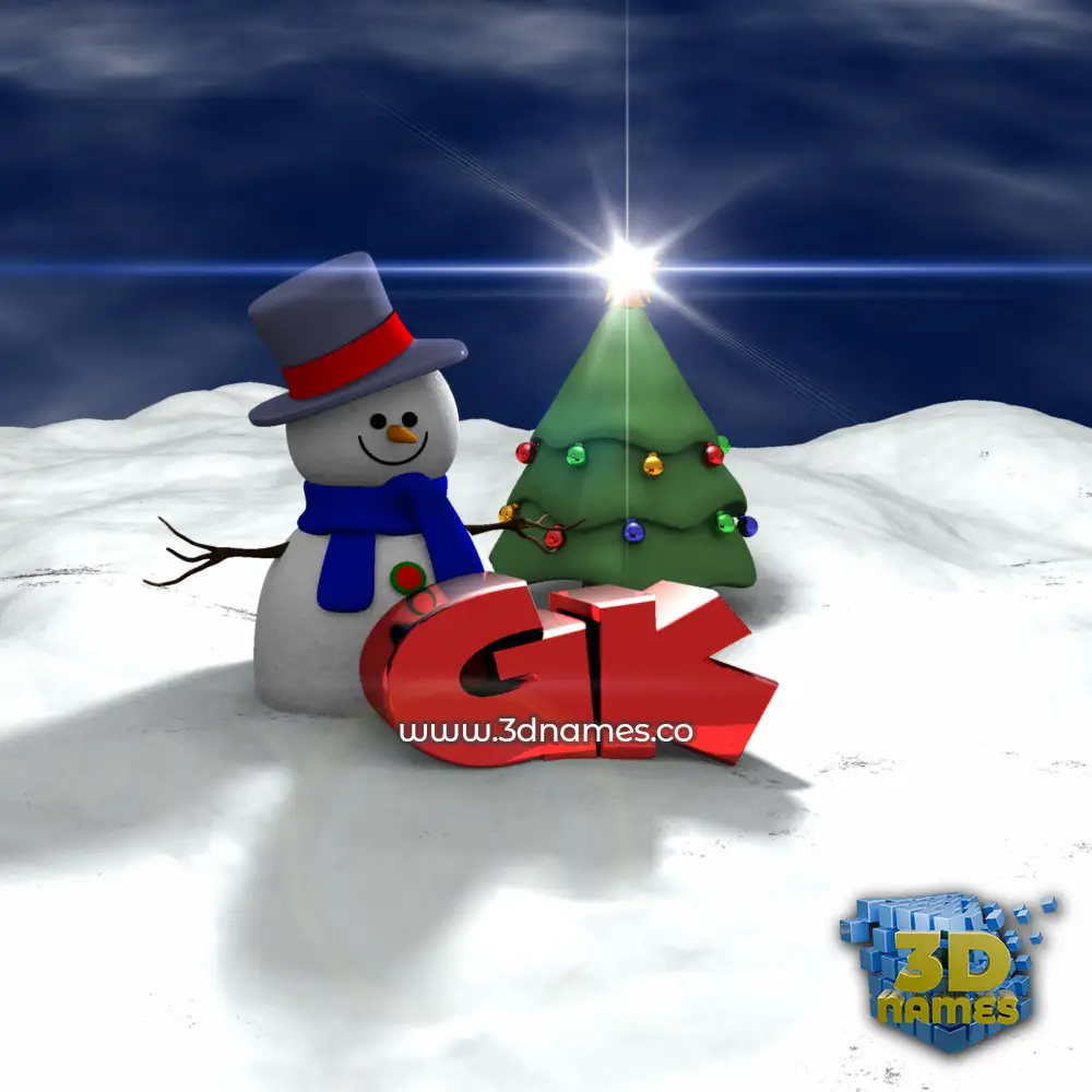 gk in Happy Xmas style - 3D name wallpaper