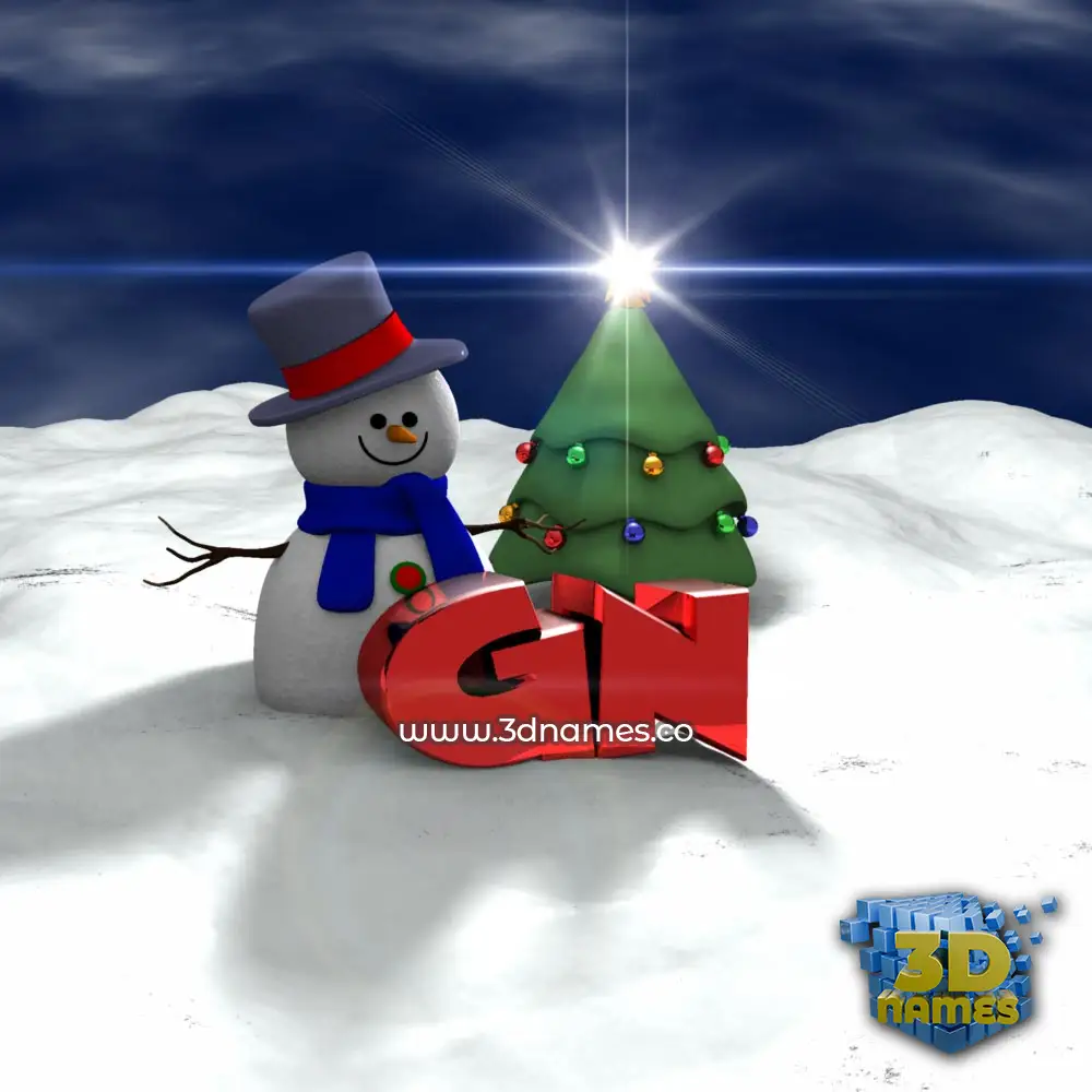 gn in Happy Xmas style - 3D name wallpaper