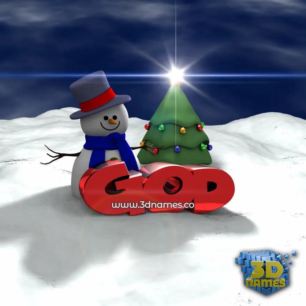 god in Happy Xmas style - 3D name wallpaper