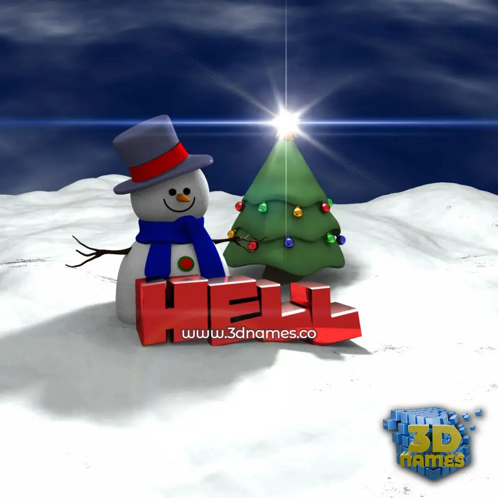 hell in Happy Xmas style - 3D name wallpaper