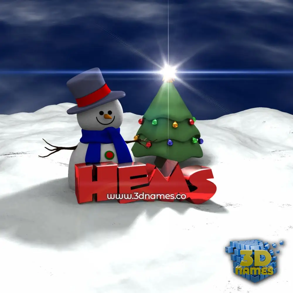 hems in Happy Xmas style - 3D name wallpaper