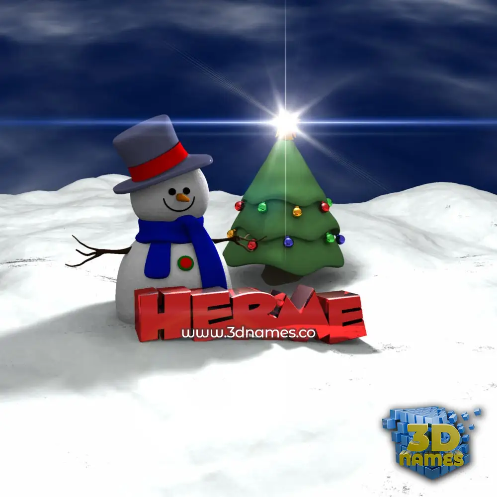 herme in Happy Xmas style - 3D name wallpaper