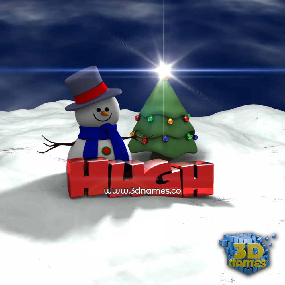 hugh in Happy Xmas style - 3D name wallpaper