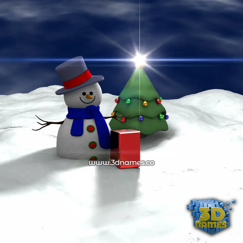 i in Happy Xmas style - 3D name wallpaper