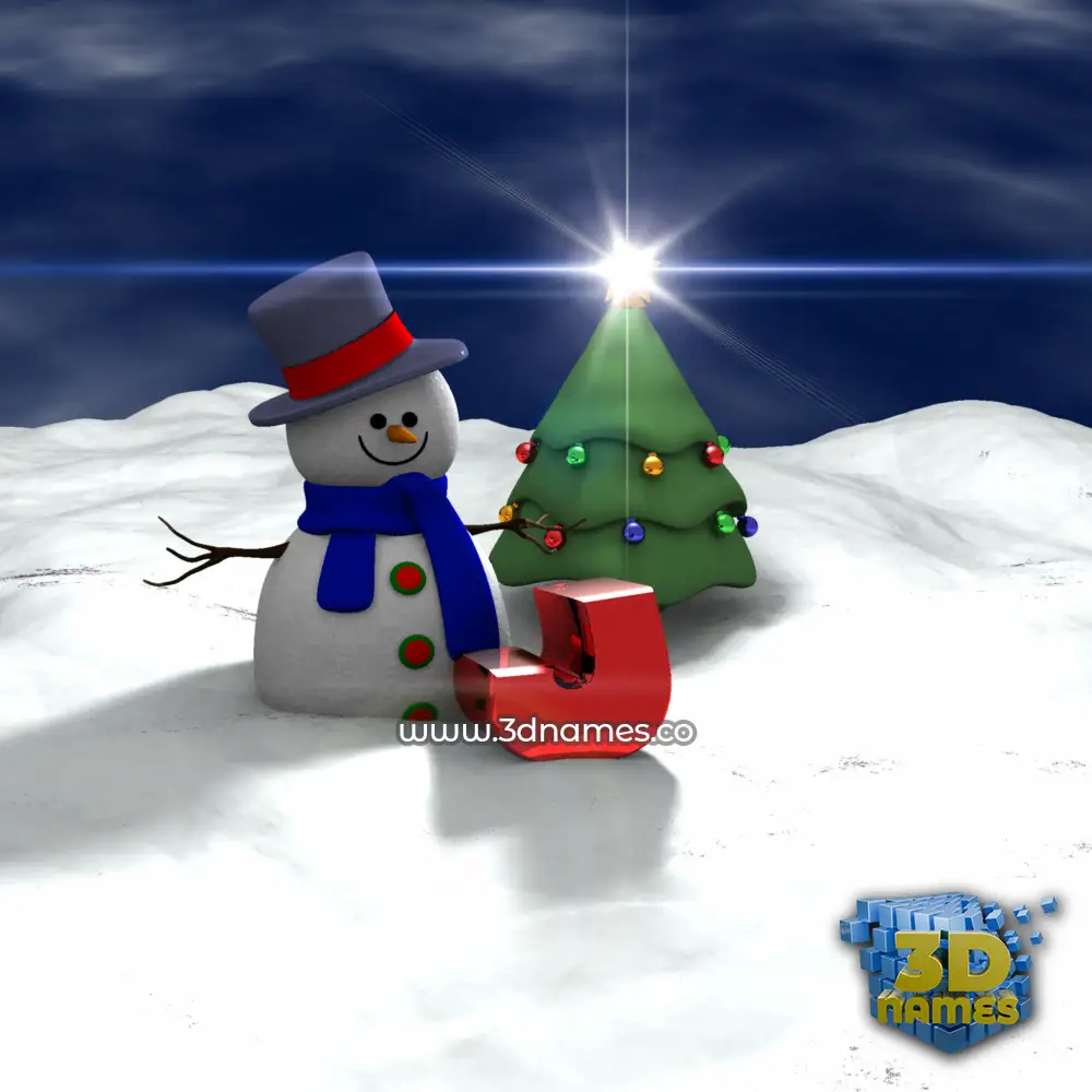 j in Happy Xmas style - 3D name wallpaper