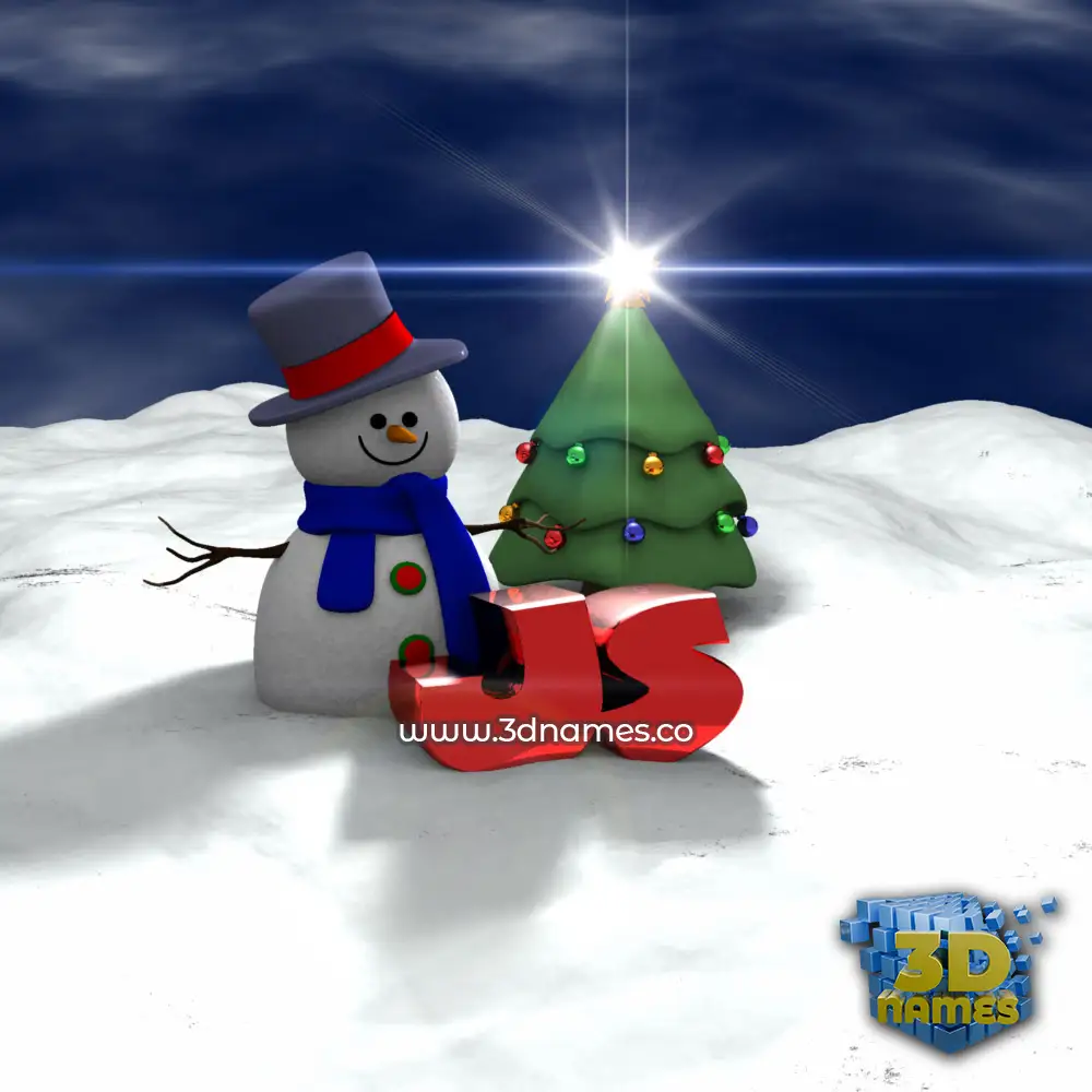 js in Happy Xmas style - 3D name wallpaper