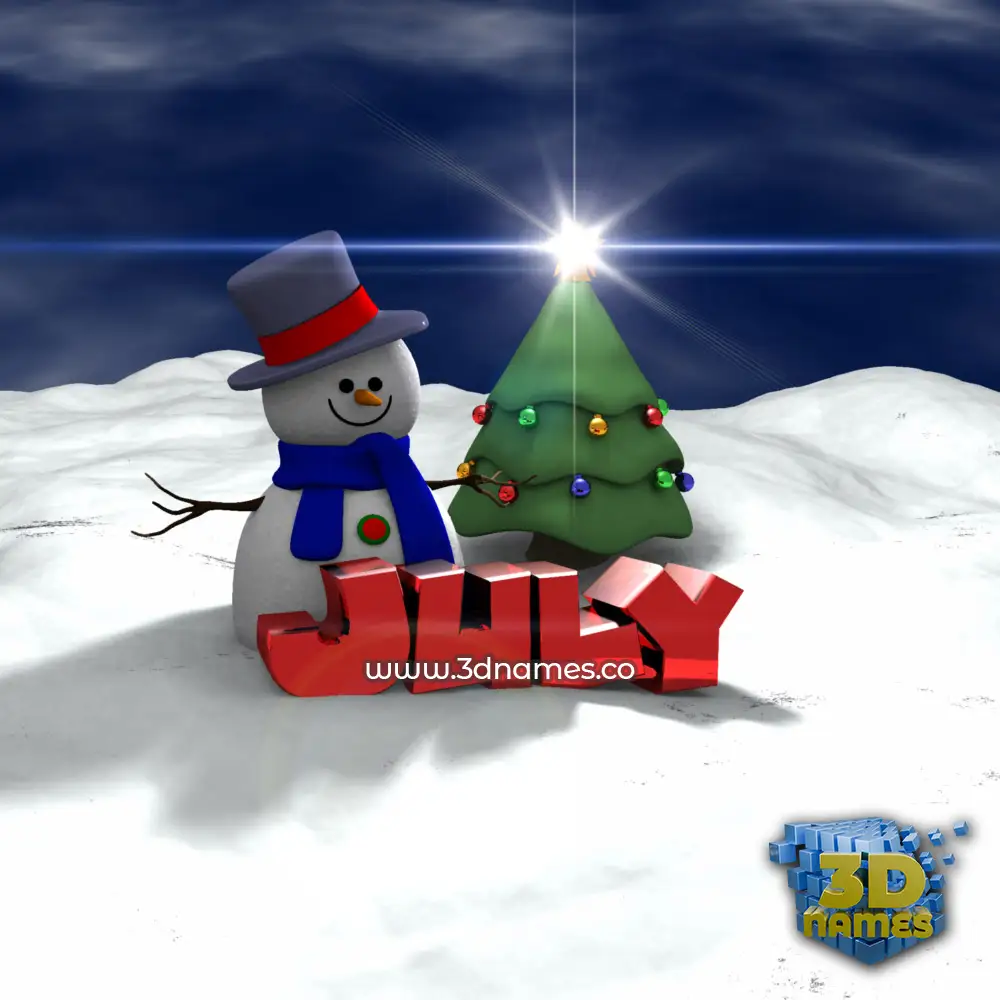 july in Happy Xmas style - 3D name wallpaper