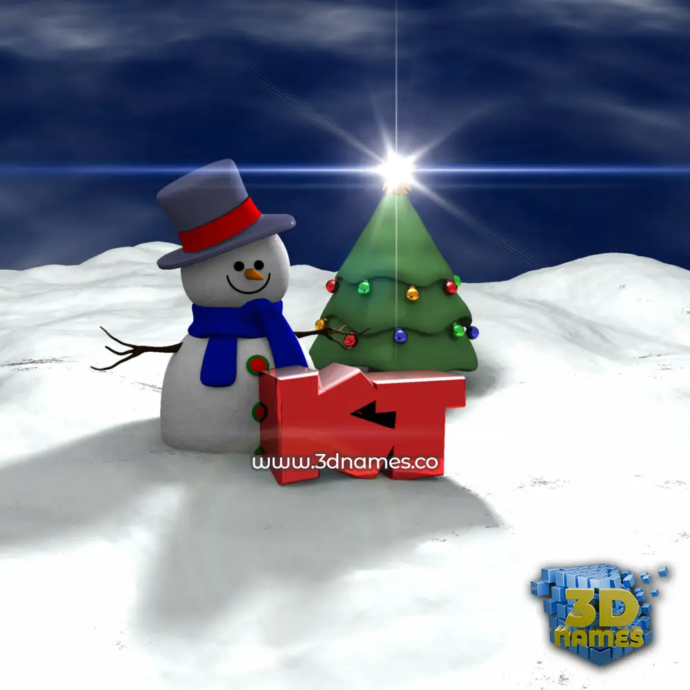 kt in Happy Xmas style - 3D name wallpaper