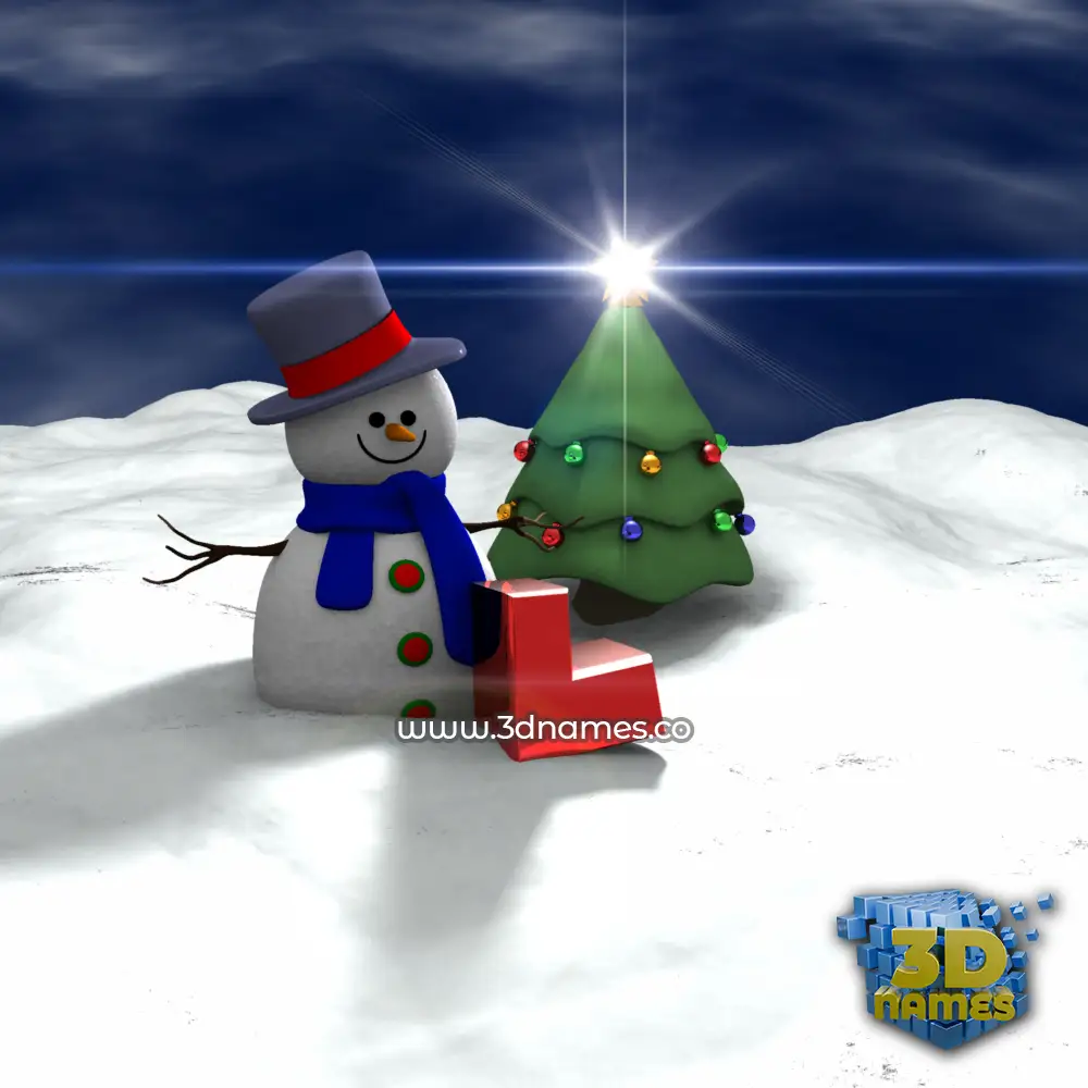 l in Happy Xmas style - 3D name wallpaper