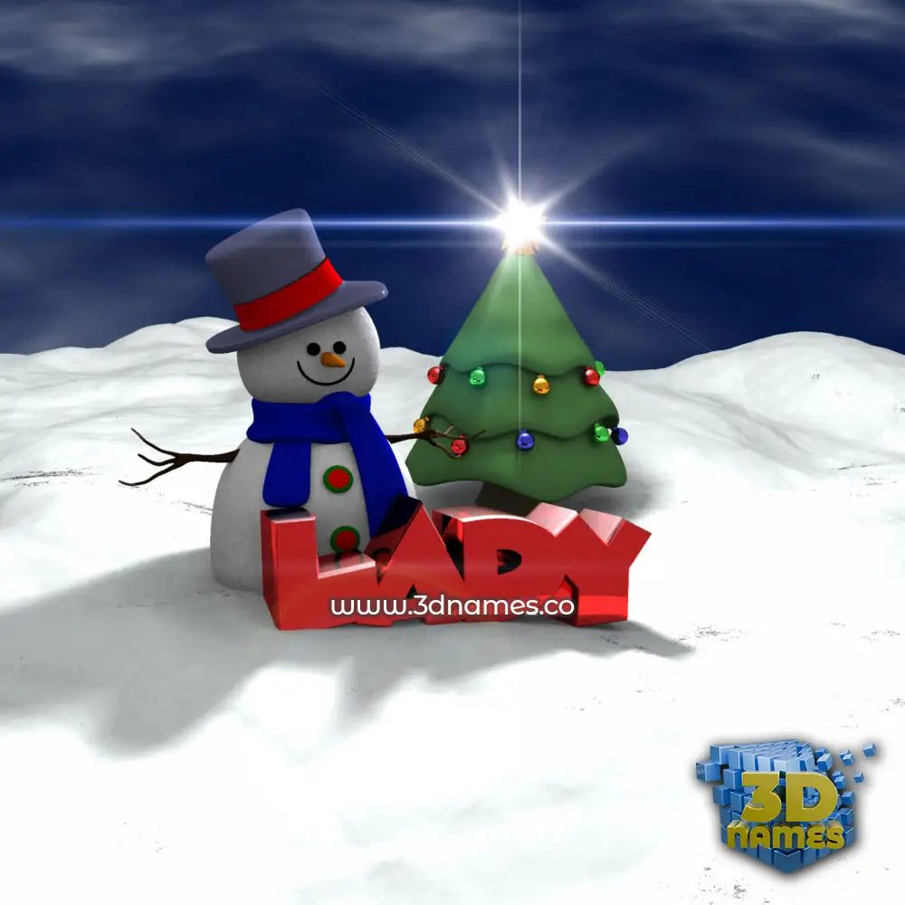lady in Happy Xmas style - 3D name wallpaper
