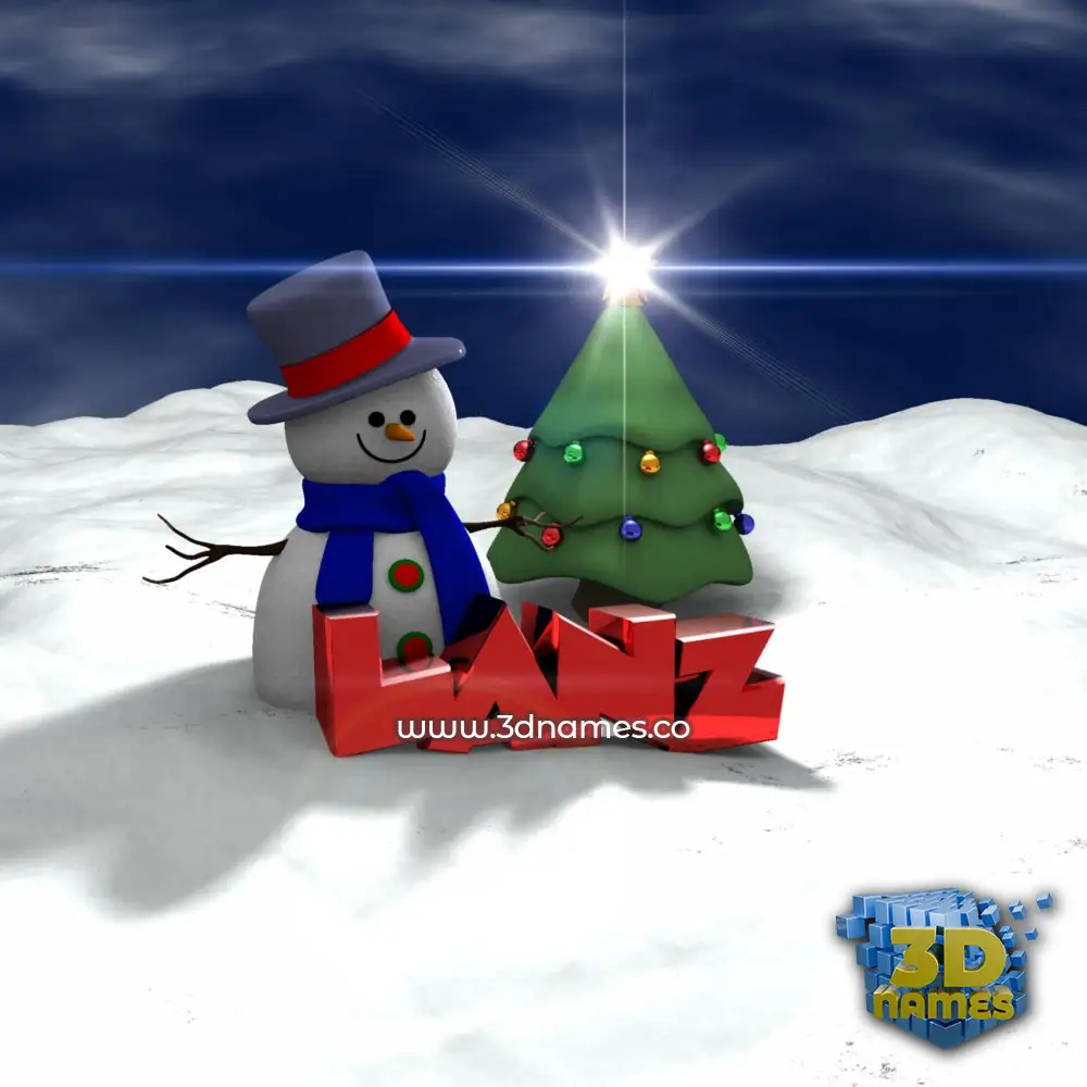lanz in Happy Xmas style - 3D name wallpaper
