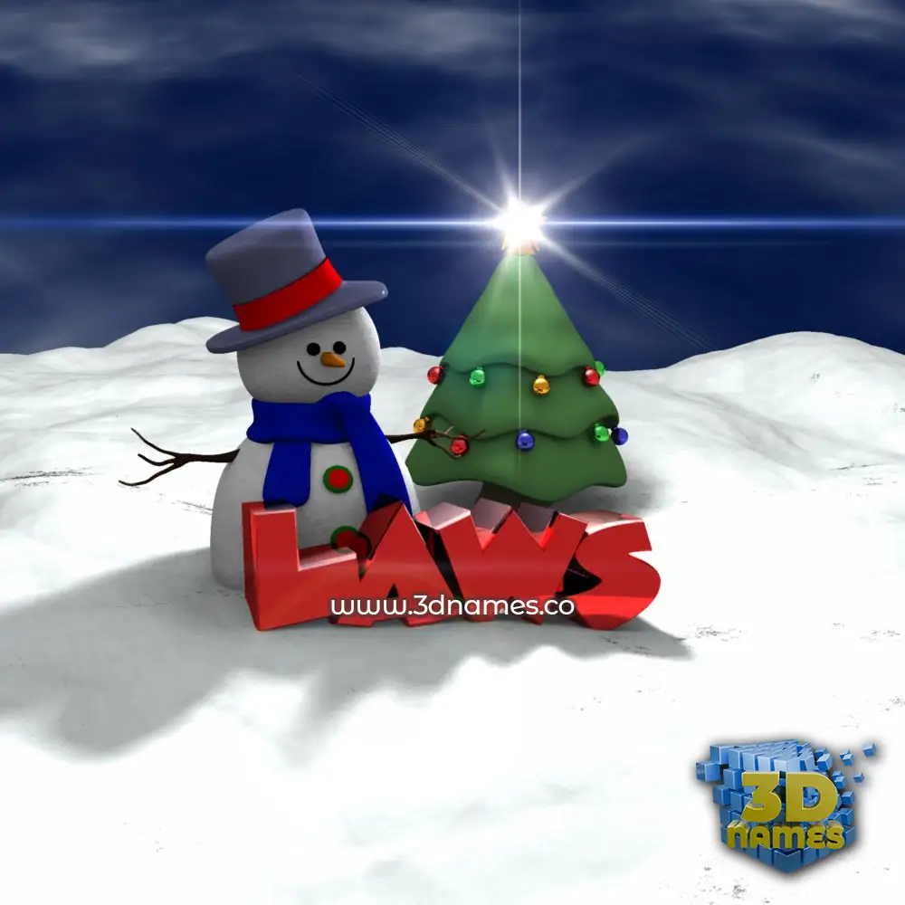 laws in Happy Xmas style - 3D name wallpaper