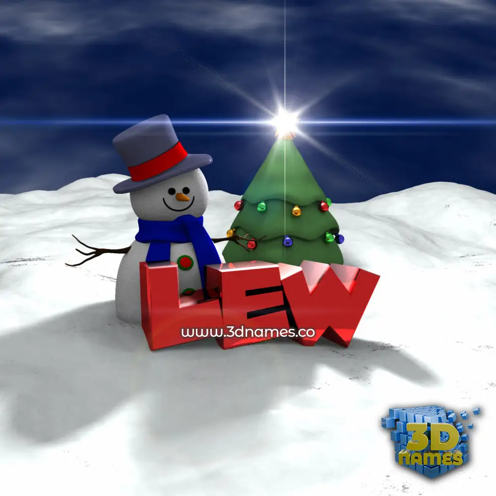 lew in Happy Xmas style - 3D name wallpaper