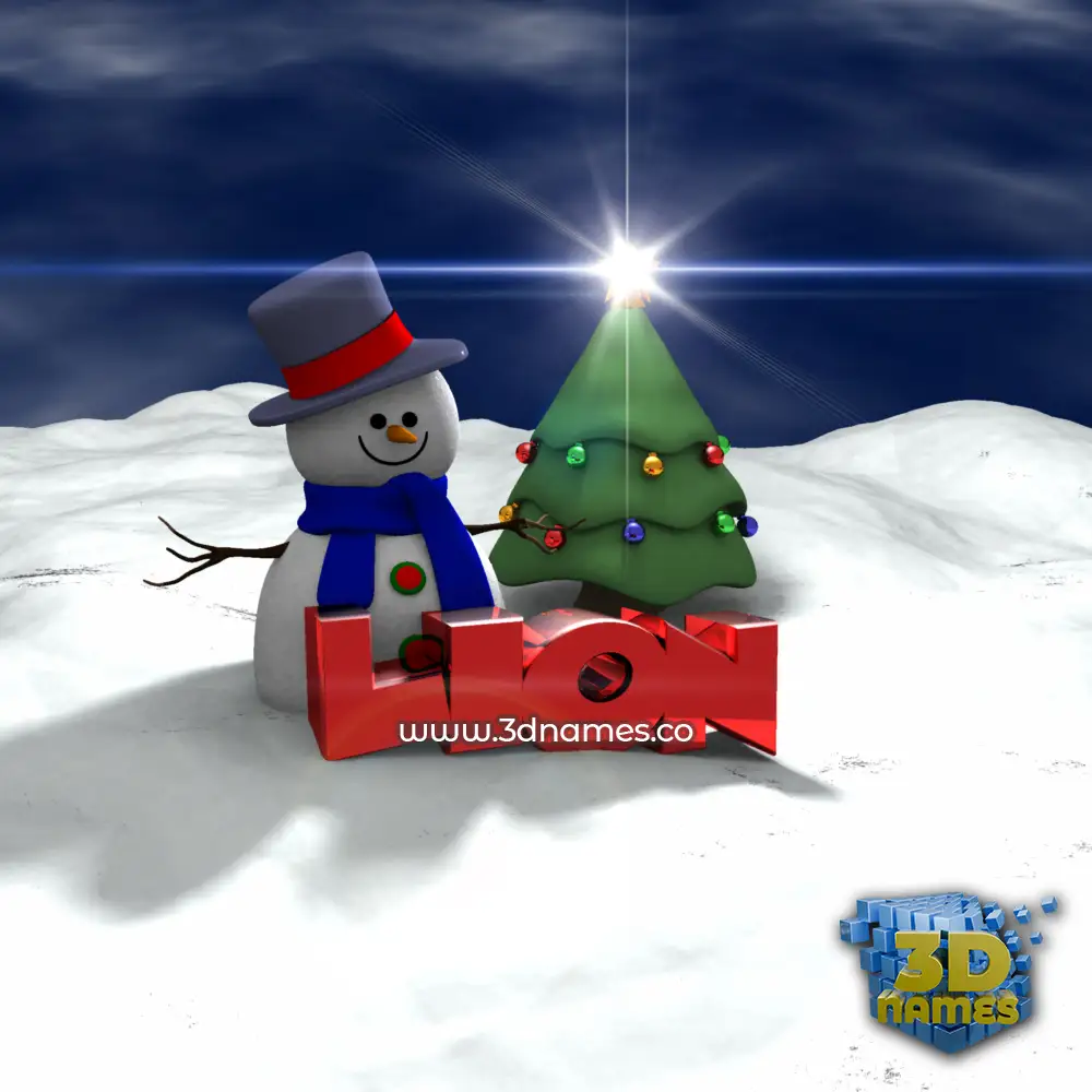 lion in Happy Xmas style - 3D name wallpaper