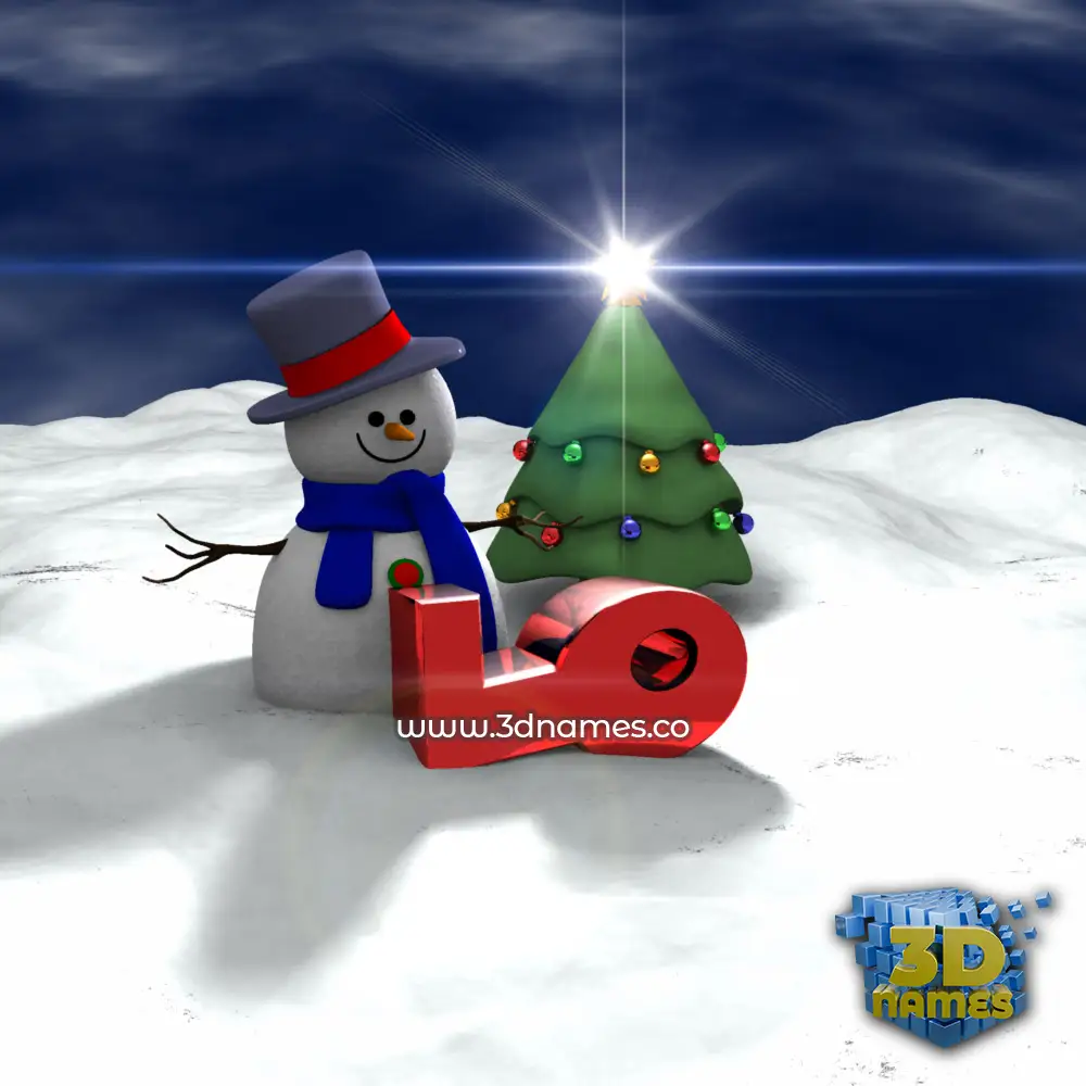 lo in Happy Xmas style - 3D name wallpaper