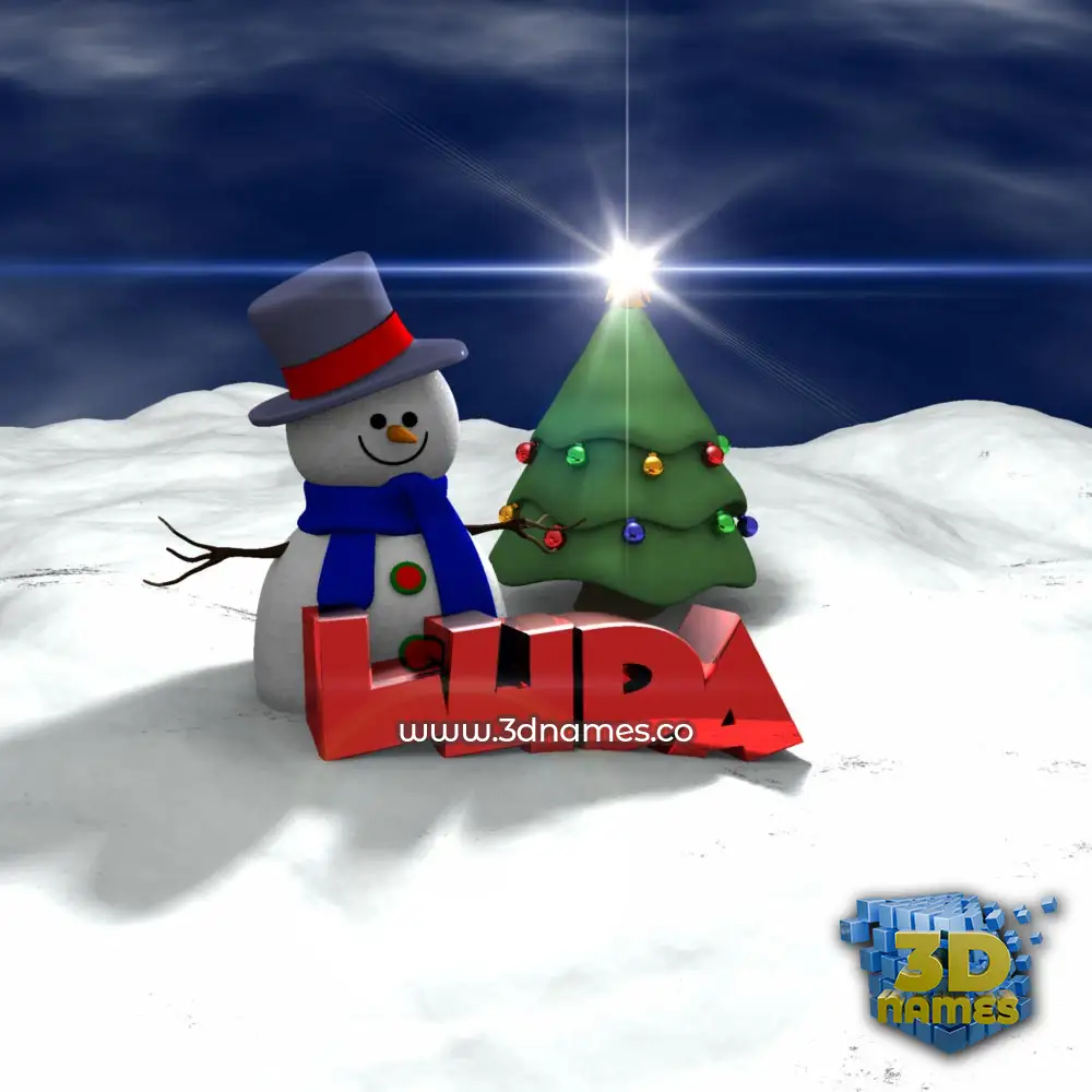 luda in Happy Xmas style - 3D name wallpaper