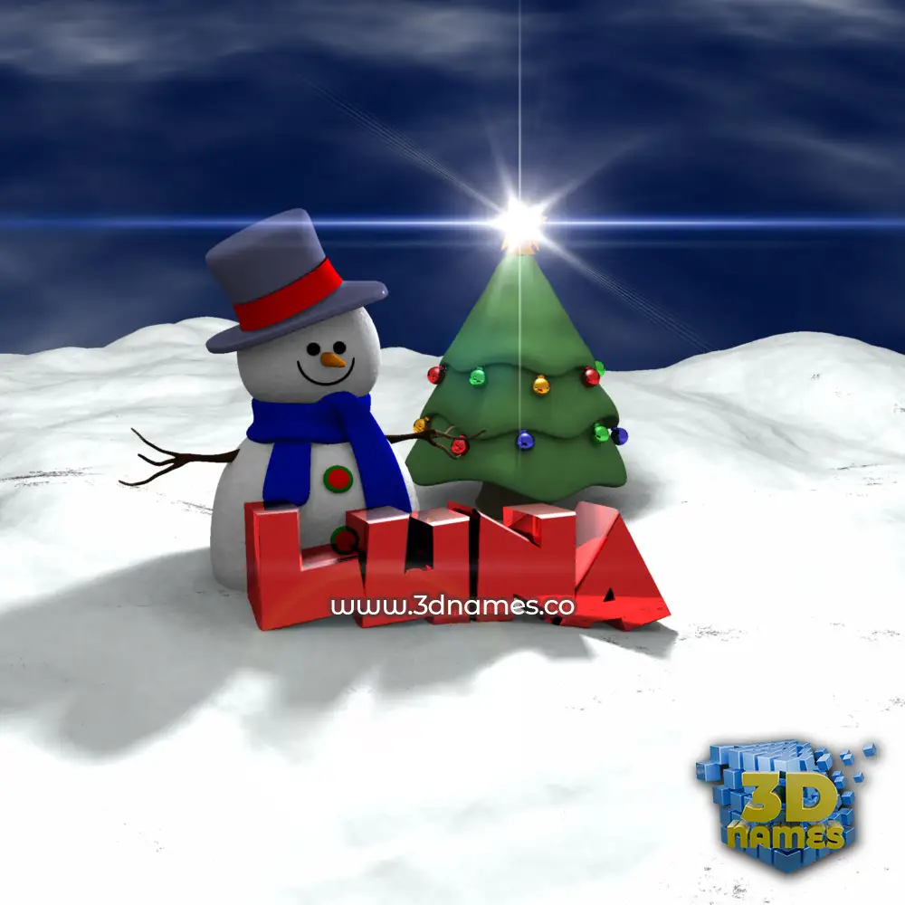 luna in Happy Xmas style - 3D name wallpaper