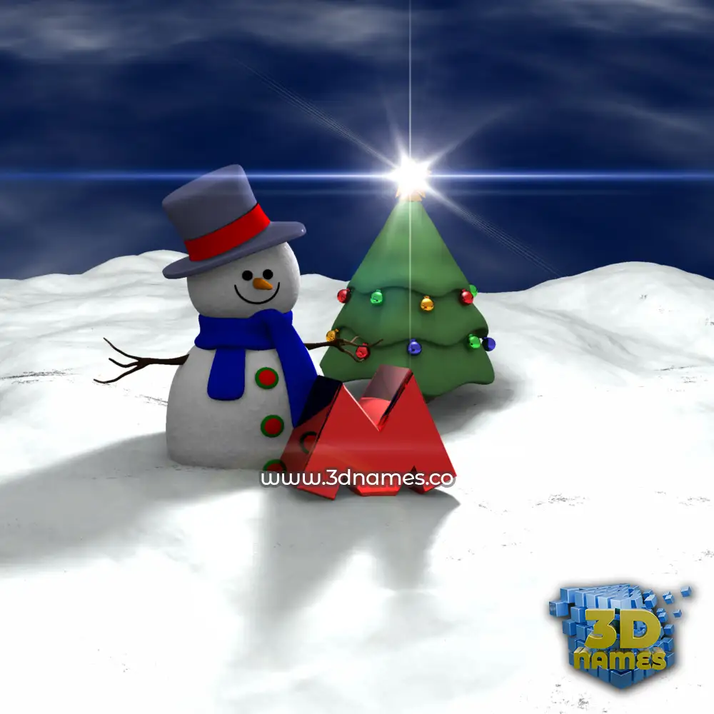 m in Happy Xmas style - 3D name wallpaper