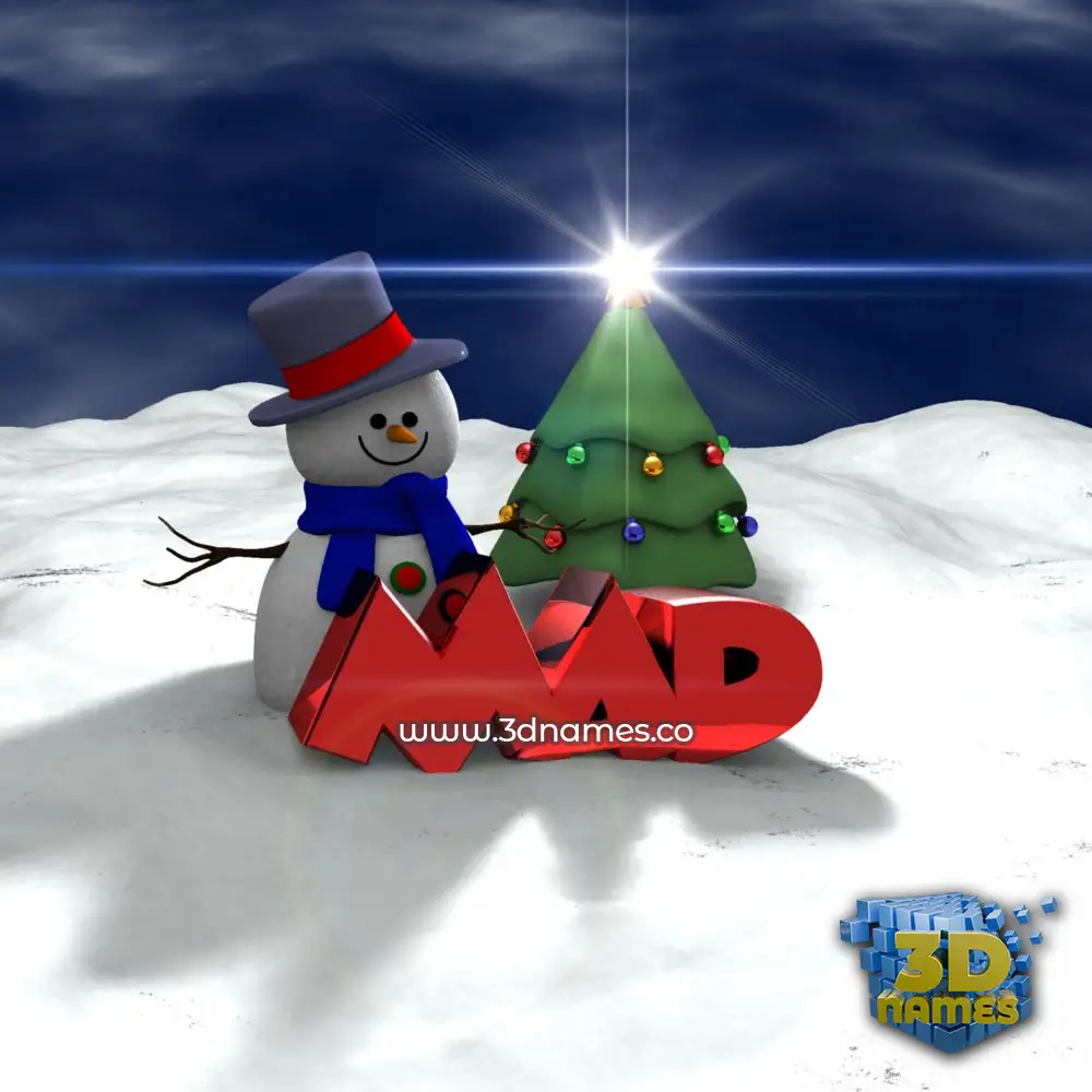 mad in Happy Xmas style - 3D name wallpaper