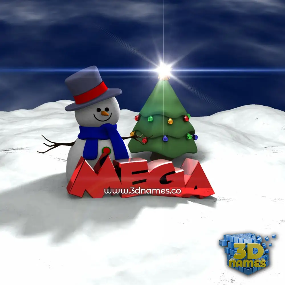 mega in Happy Xmas style - 3D name wallpaper