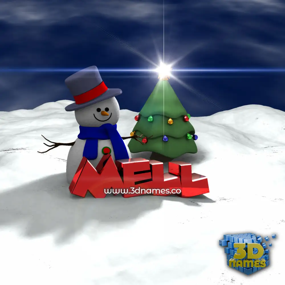 mell in Happy Xmas style - 3D name wallpaper