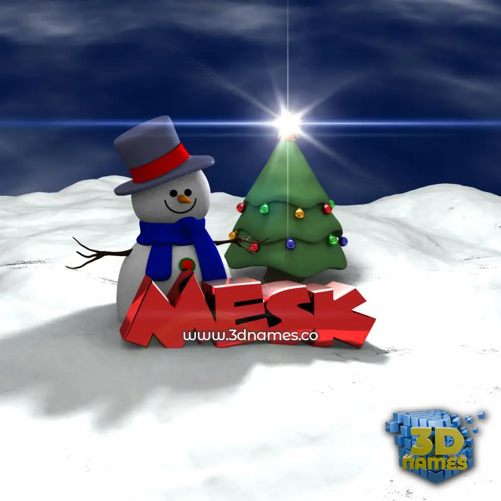 mesk in Happy Xmas style - 3D name wallpaper