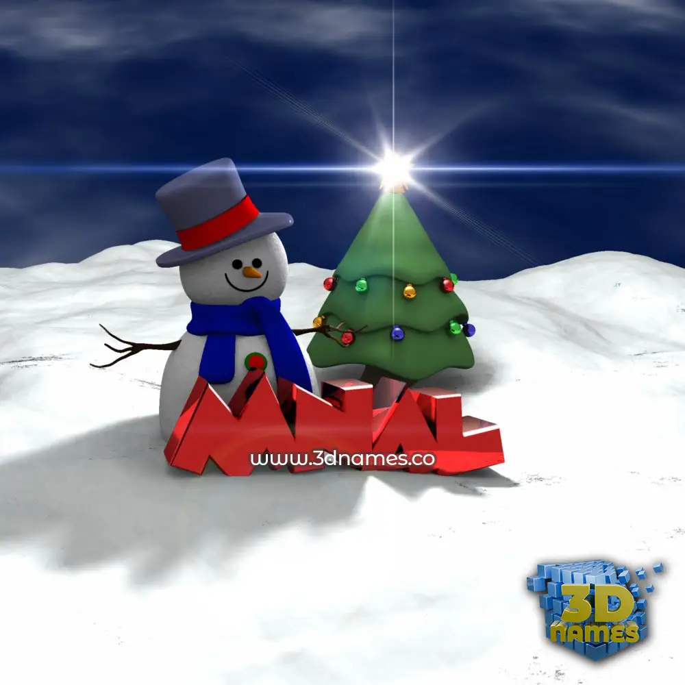 mnal in Happy Xmas style - 3D name wallpaper