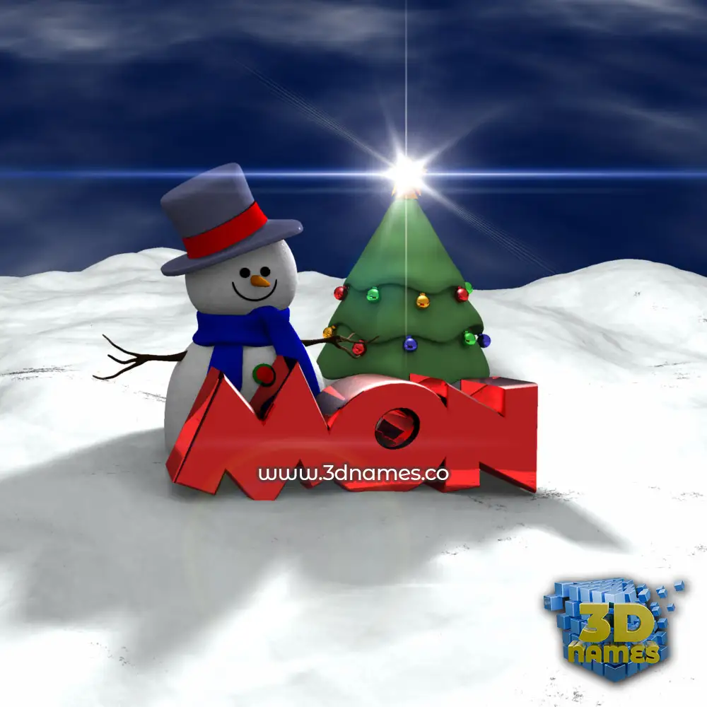mon in Happy Xmas style - 3D name wallpaper