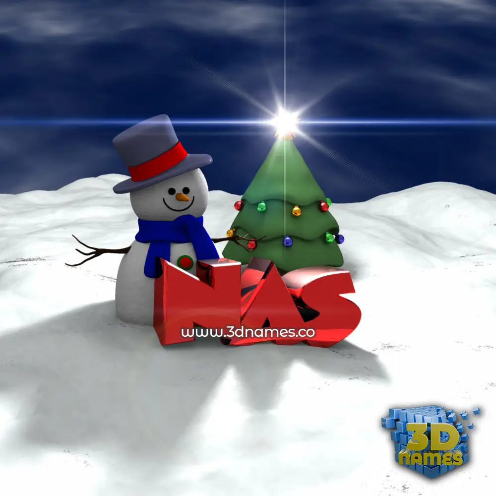 nas in Happy Xmas style - 3D name wallpaper
