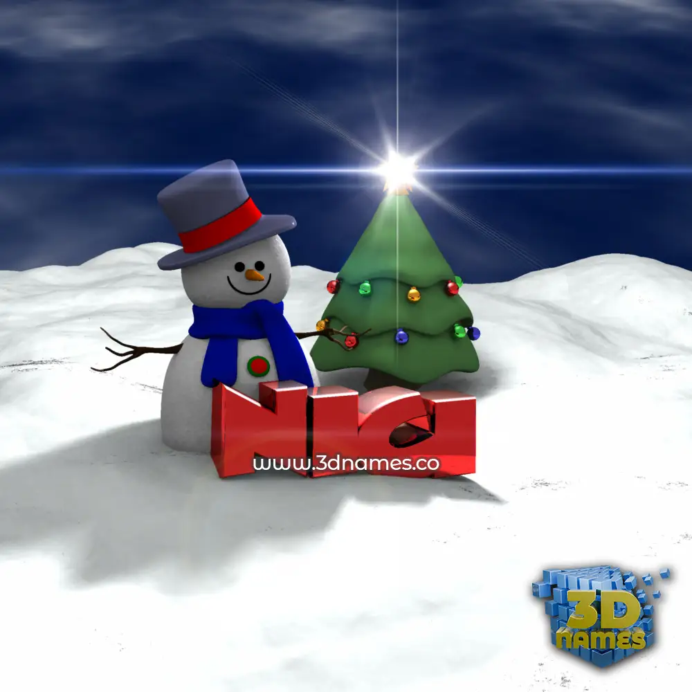 nici in Happy Xmas style - 3D name wallpaper