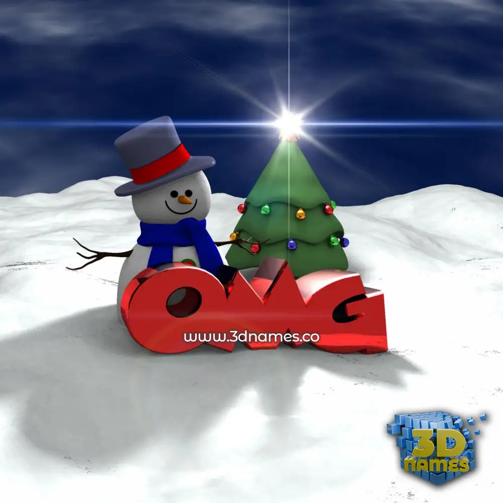 omg in Happy Xmas style - 3D name wallpaper