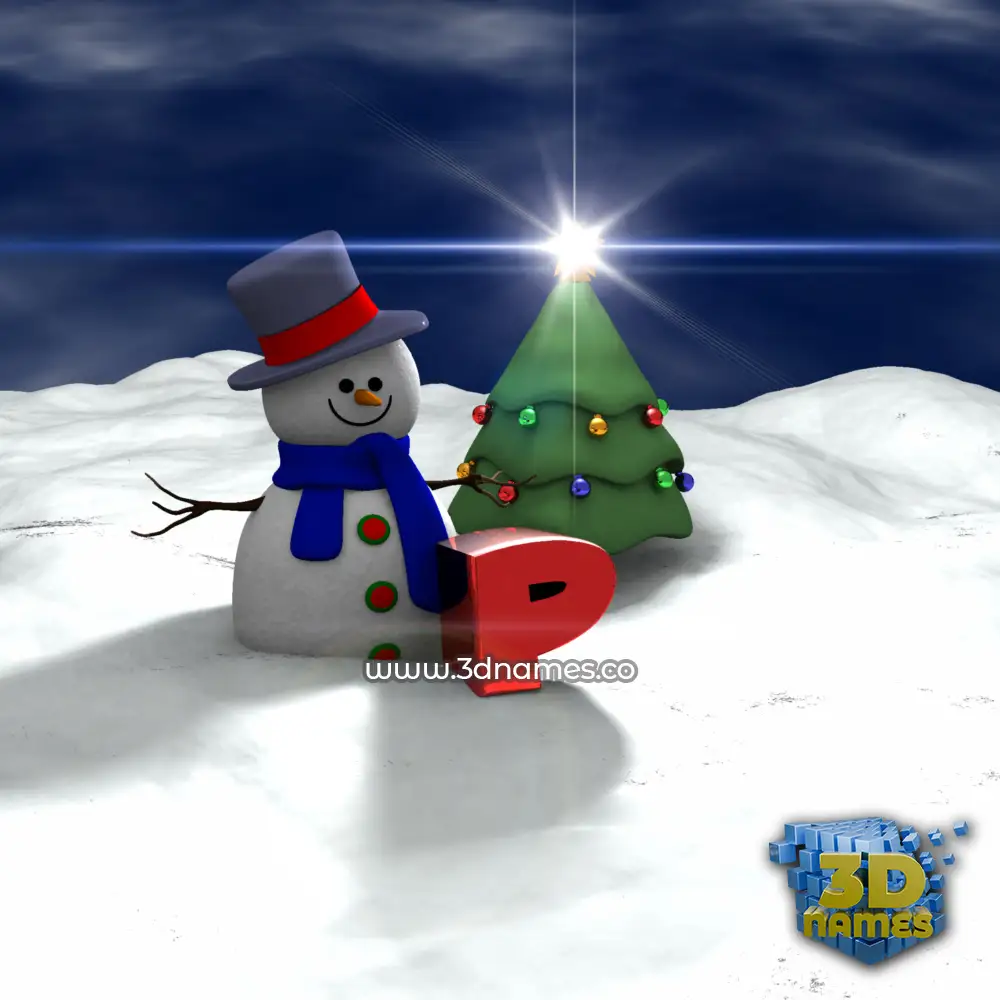 p in Happy Xmas style - 3D name wallpaper